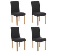 Lot de 4 chaises de salle à manger Littau tissu, noir, pieds clairs Noir G