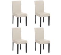 Mendler Lot de 4 chaises de séjour Littau - Cuir reconstitué, Blanc, Pieds foncés