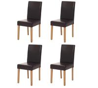 Mendler Lot de 4 chaises de séjour Littau - Simili-Cuir, Marron, Pieds clairs