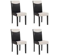 Mendler Lot de 4 chaises de séjour Littau - Simili-Cuir, Noir-crème, Pieds foncés