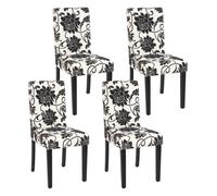 Mendler Lot de 4 chaises de séjour Littau - Tissu Jacquard, Pieds foncés