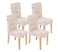 Mendler Lot de 4 chaises de séjour Littau - Tissu Words Fabric, Pieds clairs