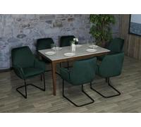 Lot de 6 chaises cantilever HWC-G67, chaise de salle à manger, chaise de cuisine, tissu/textile Öko-Tex MVG vert