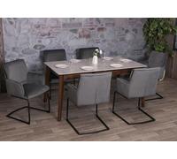 Mendler Lot de 6 chaises Cantilever HWC-N60 Öko-Tex MVG Gris foncé