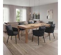 Mendler Lot de 6 chaises de Salle à Manger en Aluminium HWC-P89 Anthracite