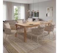 Mendler Lot de 6 chaises de Salle à Manger en Aluminium HWC-P89 crème