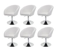 Mendler Lot de 6 chaises de Salle à Manger HWC-F19 Tissu/Textile crème-Blanc