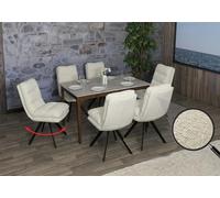 Mendler Lot de 6 chaises de Salle à Manger HWC-G66 Blanc crème