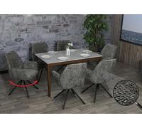 Lot De 6 Chaises De Salle À Manger Hwc-G67, Chaise De Cuisine Avec Accoudoirs, Pivotante Auto-Position, Chenille Oeko-Tex Mvg Gris Foncé Multicolore