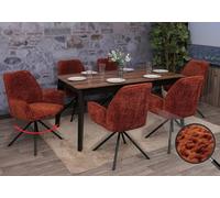 Lot de 6 chaises de salle à manger MENDLER HWC-G67 Chenille Öko-Tex MVG rouille Rouge