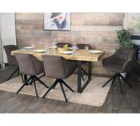 Lot De 6 Chaises De Salle À Manger Hwc-K28, Chaise De Cuisine Rembourrée Chaise Avec Accoudoirs, Pivotante, Métal Tissu/Textile Marron Multicolore