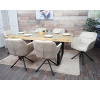 Mendler Lot de 6 chaises de Salle à Manger HWC-K33 Tissu/Textile Similicuir, crème