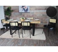 Lot De 6 Chaises De Salle À Manger Hwc-K88, Fauteuil Chaise, Bois Poly Rotin Métal Bouclé Tissu/Textile Noir Multicolore