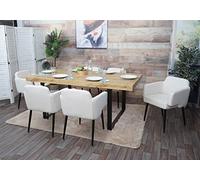 Lot De 6 Chaises De Salle À Manger Hwc-L13, Chaise Rembourrée, Chaise De Cuisine Avec Accoudoirs, Tissu/Textile Métal Crème-Bl Multicolore