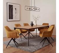 Mendler Lot de 6 chaises de Salle à Manger HWC-L79, 440 g/m², Aspect Daim, Jaune Moutarde