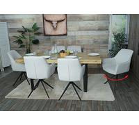 Lot De 6 Chaises De Salle À Manger Hwc-L79, Chaise De Cuisine, Chaise Avec Accoudoirs, Pivotante Auto-Position Tissu/Textile Crème-Beige Multicolore