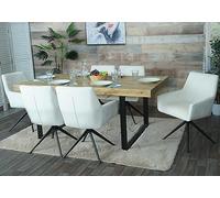 Lot De 6 Chaises De Salle À Manger Hwc-L91, Chaise De Cuisine Accoudoir Pivotant Auto-Position Tissu/Textile Crème-Beige Multicolore