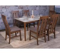 Mendler Lot de 6 chaises de Salle à Manger HWC-M58 Tissu/Textile Bois Massif foncé, Taupe