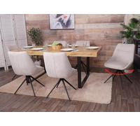 Lot de 6 chaises de Salle à Manger HWC-M65, Chaise de Cuisine Fauteuil Chaise, pivotante Auto Position métal Tissu/Textile - crème-Beige