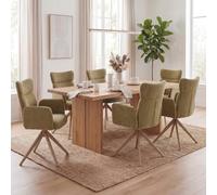 Mendler Lot de 6 chaises de Salle à Manger HWC-N11 Olive, Pieds Aspect Bois