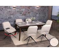 Mendler Lot de 6 chaises de salle à manger HWC-N73 boucle crème pivotantes Auto-Return