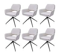 Mendler Lot de 6 chaises de salle à manger HWC-N74 pivotantes Auto-Return tissu bouclé 540g/m² crème