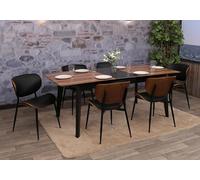 Lot de 6 chaises de salle à manger HWC-O45, chaise, bois courbé, similicuir 280 g/m², Öko-Tex MVG aspect noyer, noir