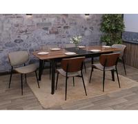 Mendler Lot de 6 chaises de Salle à Manger HWC-O45 (370g/m²) Aspect Noyer, Gris Clair