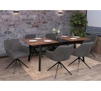 Mendler Lot de 6 chaises de Salle à Manger HWC-O47 Tissu 270 g/m² Gris