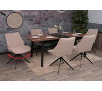 Lot de 6 chaises de salle à manger HWC-O48, chaises de cuisine, pivotantes avec retour automatique, tissu chenille (320 g/m²) certifié Oeko-Tex beige