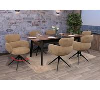 Mendler Lot de 6 chaises de Salle à Manger HWC-O77 (310 g/m²) Chenille Marron Clair
