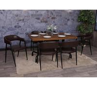 Mendler Lot de 6 chaises de Salle à Manger HWC-P29 Similicuir Marron foncé