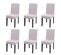 Lot De 6 Chaises De Salle À Manger Chaise De Cuisine Littau Textile, Crème-Beige, Pieds Foncés Multicolore