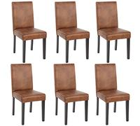 Lot De 6 Chaises De Séjour Littau Simili-Cuir, Aspect Daim Marron, Pieds Foncés Multicolore