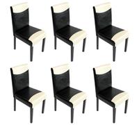 Lot de 6 chaises de séjour Littau simili-cuir, noir/crème, pieds foncés
