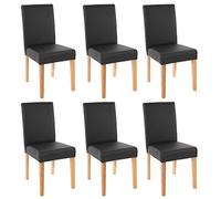Lot de 6 chaises de séjour Littau simili-cuir, noir mat, pieds clairs Noir G