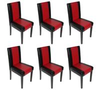Lot De 6 Chaises De Séjour Littau Simili-Cuir, Noir/Rouge, Pieds Foncés Multicolore