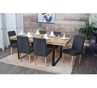 Mendler Lot de 6 chaises de séjour Littau - Tissu Gris Anthracite, Pieds clairs