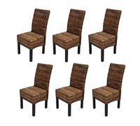 Mendler Lot de 6 chaises M69, Banane tressée - Pieds foncés