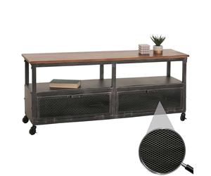 Mendler Lowboard HWC-N28, Rack TV 55x130x36cm Noir, Marron