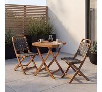 Mendler Mobilier de Jardin HWC-P70 Tressage en Corde Bois d'acacia Pliable Naturel, Gris