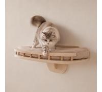 Mendler Mur d'escalade HWC-Q55, Plate-Forme pour Chat, Couchage, mobilier pour Chat, lit pour Chat, en Bois MVG 20 x 44 x 28 cm - Naturel, Coussin Beige