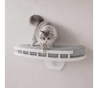 Mendler Mur d'escalade HWC-Q55, Plate-Forme pour Chat, Couchage, mobilier pour Chat, lit pour Chat, en Bois MVG 20 x 44 x 28 cm - Blanc, Coussin Gris