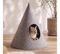 Mendler Panier pour Animaux HWC-Q62 pour Chiens/Chats, Panier pour Chat et Chien de Forme Conique, Tissu (260 g/m²) et Feutre, 60 x 53 x 53 cm - Gris