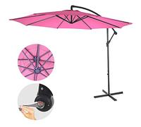 Parasol Acerra, Ø 3m inclinable, polyester/acier 11kg rose sans socle