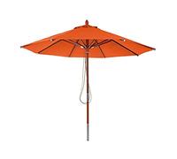 Parasol En Bois Hwc-C57, Parasol De Jardin, Polyester/Bois 14kg, Corde Ronde Ø3m Antichoc Terre Cuite Orange