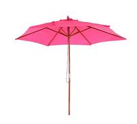 Mendler Parasol de jardin Florida – Ø 3 m – Polyester/bois – Mécanisme manuel – Rose