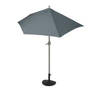 Parasol Parla En Alu, Hémicycle, Parasol De Balcon Uv 50+ 270cm Anthracite Avec Pied Noir