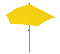 Mendler Parasol semi-circulaire Parla, demi-parasol balcon, UV 50+ polyester/alu 3kg - 270cm jaune sans support