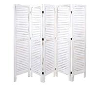 Paravent MENDLER HWC-G30 shabby chic 170x200cm blanc Blanc